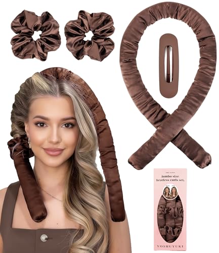 Jumbo Satin Heatless Curls Overnight Curling Rod Set - color: Jumbo Chestnut