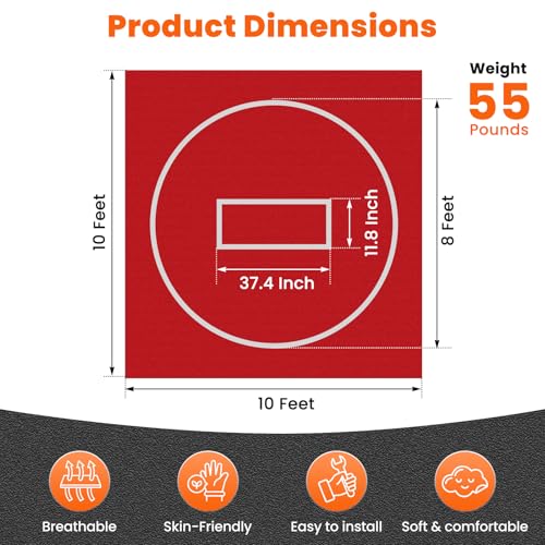 Rollable Wrestling Mat, 1.2" XPE Foam Mats for BJJ Jiu Jitsu & Judo - color: Red, size: 10'x10'