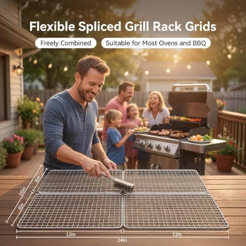 6 PCS 12 "x 8" Disposable Grill Rack Grids,BBQ Roasting Rack