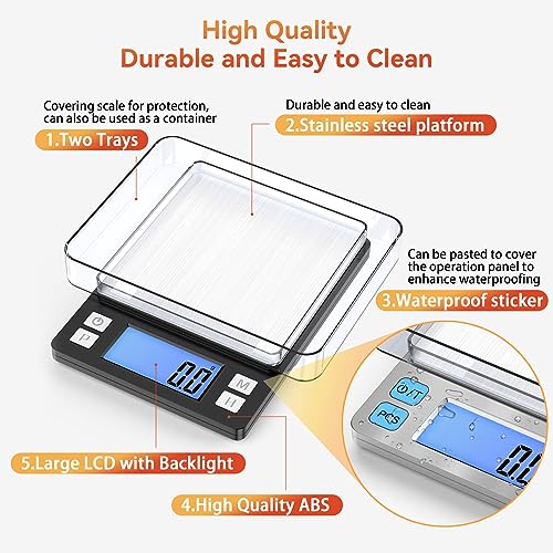 BOMATA Upgraded Small Food Scale with 0.1 g/0.001 oz High Precision - size: 0.1g/3kg Black (Rechargeable)