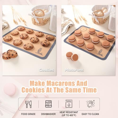 Silicone Baking Mat Macaron Set of 3-2 Half Sheet Liners 1 Quarter Sheet - color: Red,Blue,Gray, size: 16.5x11.6