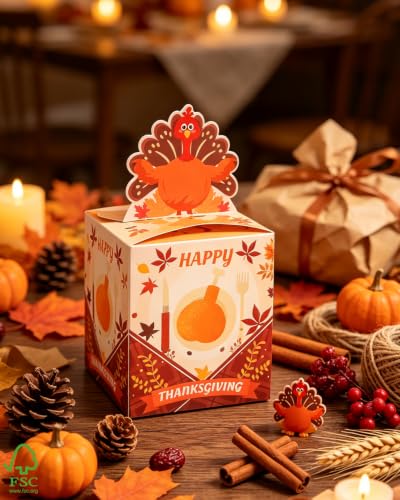 qiqee Thanksgiving Individual Cupcake Boxes Cupcake Holders Disposable 60pcs Single Cupcake Boxes with Window 3.7"x3.7"x4.5" Cupcake Containers For Thanksgiving - color: Thanksgiving, size: 60Pcs, One Holder