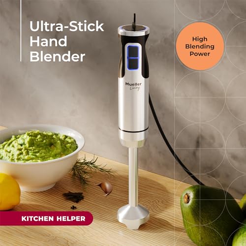 Mueller Immersion Blender Handheld - 8 Speed Stainless Steel Electric Hand Blender, Emulsion Blender Stick Kitchen Gadget with Turbo Mode - size: Single Stick