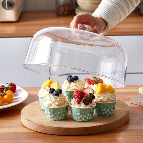 11-inch Plastic Acrylic Cake Dome Cover, Suitable for Cake Stand Plates Transparent Cake Cover(Transparent Handle)