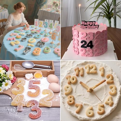 9PCS Number Cookie Cutters Set,Stainless Steel Birthday Numbers 0-8(6 Reverses to 9),3Inches Cookie Fondant Dough Numbers Kitchen Baking,for Birthday wedding family gathering Halloween Christmas Party - style: 3 Inch Numbers - 9Pcs