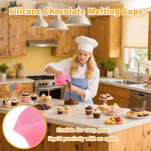 Palksky 4PCS Pink Measuring Cups with 1 Cup & 1.5 Cup & Jar Spatulas - size: Pink Jar Spatulas*4 + 1 Cup*2+1.5 Cup*2