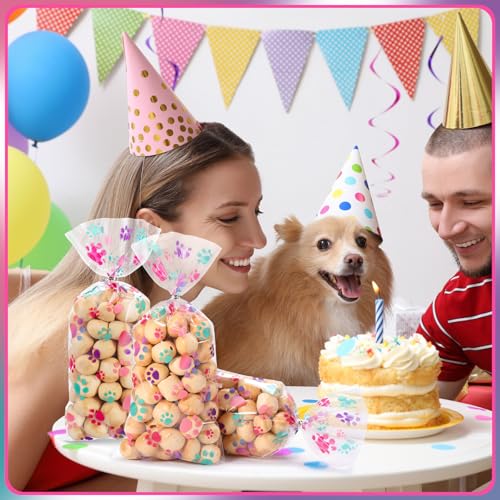 Blulu 100 Pcs Dog Treat Bags Puppy Party Favor, Pink and Purple - color: Pink and Purple