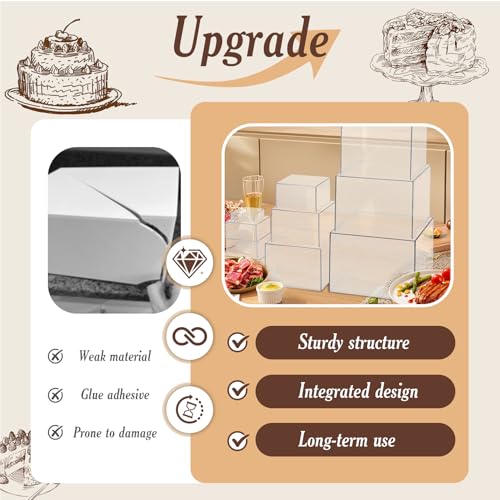 10 PCS Buffet Risers, Large Food Risers for Buffet Table, Dessert Display - color: Transparent, size: 10" 9" 8" 7" 6" 5" 5" 4" 4" 3"