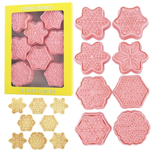 8Pcs Snowflake Cookie Cutters 3D Winter Christmas Themed Baking Tools - color: Xmas Snowflake