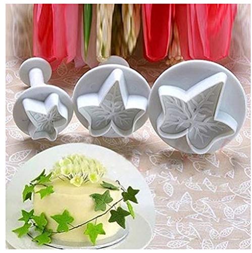 Set of 3pcs Veined Ivy Leaf Plunger Cutter cake decorating fondant plunger embossing tool
