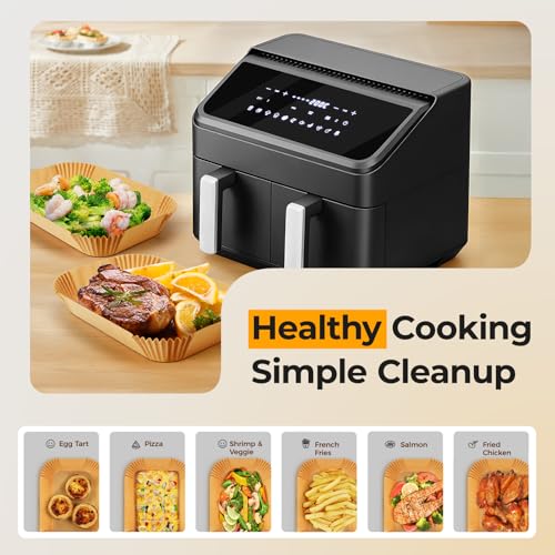 125Pcs Air Fryer Liners Disposable for Dual Basket 8x5.5 Inch Rectangle - size: 8*5.5"Rectangle