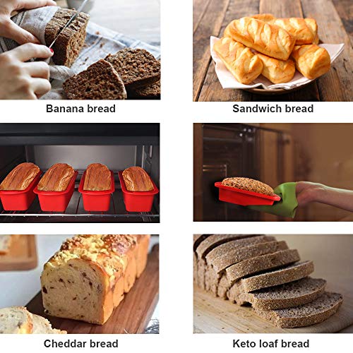 4 Pack Mini Loaf Pans,Nonstick Silicone Bread Loaf Pans