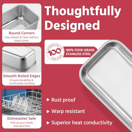 E-far Mini Loaf Pan Set of 8, Small Stainless Steel Bread Baking Pans for Oven, 6.3 x 3.5 Inch Tiny Meatloaf Pans for Homemade Bread Pound Cake Brownies, Non-toxic & Dishwasher Safe - size: Set of 8