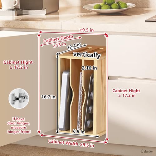 Celestite Wooden Baking Sheet Organizer for Cabinet, Baking Tray Organizer, Cookie Sheet Organizer for Cabinet Kitchen Storage Organization Accessories - color: 4 Tier 12.4"wx8.9hx16.7d