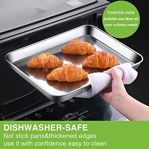 Stainless Steel Baking Pan, Large Cookie Sheet Set for Toaster Oven Tray Pans by Umite Chef, Superior Mirror Finish, Easy Clean, Dishwasher Safe, 12 x 10 x 1 inch, 3 Piece/set - size: 12 * 10 * 1 inch