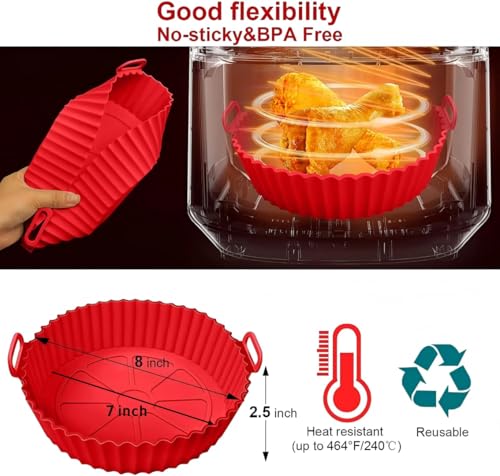 Reusable Air Fryer Liner, Divided Air Fryer Baking Pan, Food Grade Silicone Baking Mat High Temperature Resistant Cake Mold - color: Gray