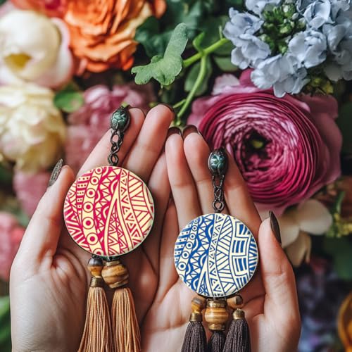 CHGCRAFT 16 Sheets 16 Styles Retro Lace Polymer Clay Texture Mat Mandala Tree Modeling Pattern Pad Bohemian Texture Sheets for Polymer Clay Making Earrings Jewerly Tools, 4×2.6 inch - style: Retro Mandala