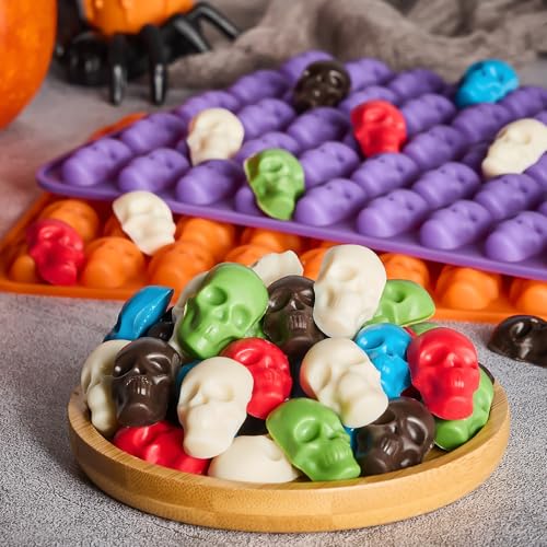 Mini Skull Molds, Halloween Gummy Chocolate Molds, 100 Cavities, 2Pcs - color: Skull