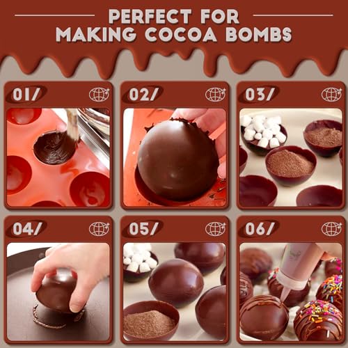 HKNMTT Hemisphere Silicone Molds 3 Inch for Hot Cocoa Chocolate Bombs Valentines Semi Ball Making Kit Cake Decor Mould, Food Grade Non-stick Kitchen Baking Supplies Oven Safe - style: 3" Semi Sphere 3PCS