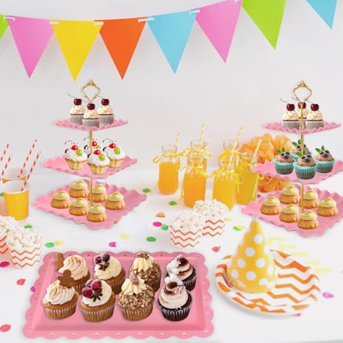 5 Pcs Dessert Table Display Set, Square Cupcake Stand, Pink - color: Pink Square