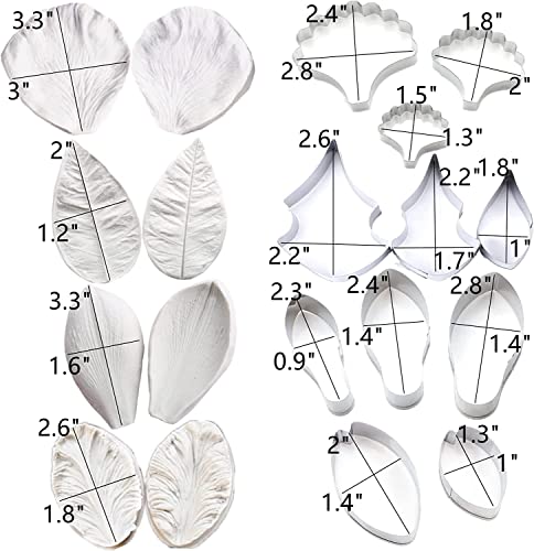 8set Gum Paste Flower Molds and Fondant Cutters Sugar Craft Tools