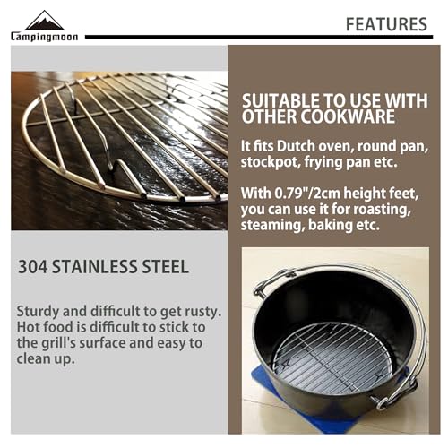 CAMPINGMOON 2pcs Round round cooling rack 304 Stainless Steel Cooking Grid Grill (φ6.7 inches, W17-2P) - color: φ6.7 inches, W17-2P
