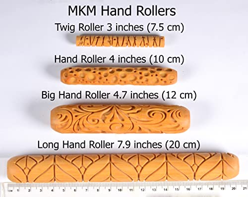 MKM Pottery Tools Wood Big Hand Rollers for Clay (BHR-157 Poppy Fields) - color: BHR-157 Poppy Fields