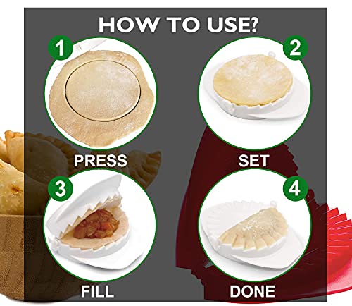 KEISSCO Dough Press, Set of 3 Empanada Press Dumpling Maker Dough Cutter Dumpling Mold for Dumpling, Calzone, Ravioli, Empanada, Pierogi, Turnover & Meat Pie