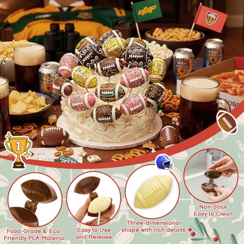 2 Pcs Football Cake Pop Mold with 100 Sticks for Sports Party - style: Football