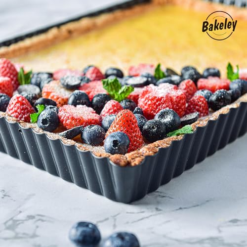 Rectangle Tart Pan, 13-Inch with Removable Loose Bottom Non-Stick Oblong Quiche Bakeware for Oven Baking (Black) - size: 13" Rectangle (Black)
