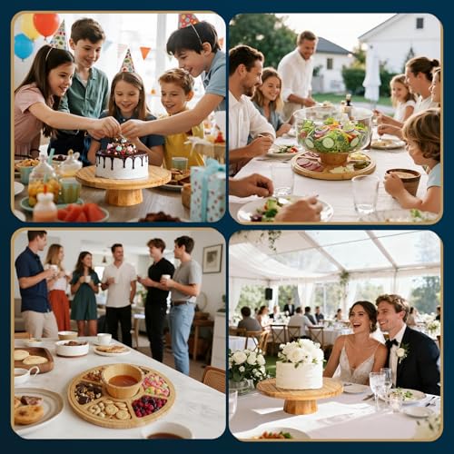 Masthome Bamboo Cake Stand with Lid, 6-in-1 Charcuterie Board for Snacks - color: Bamboo Cake Stand With Lid