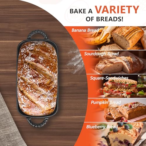 Cast Iron Loaf Pan 9.5x5 Inch, Pre-Seasoned Bread Baking Pan