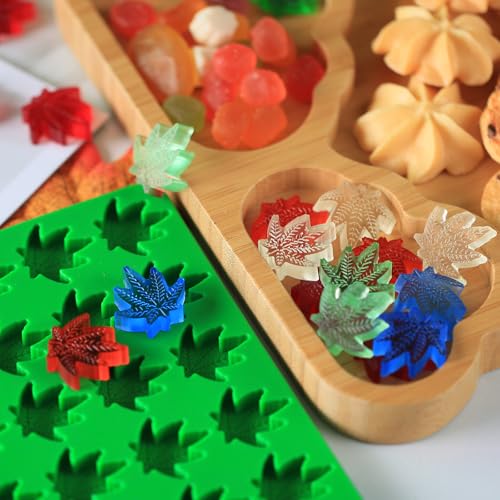 Marijuana Cannabis Hemp Leaf Silicone Molds with 70 Cavities Shaped for Pot Chocolate Candy Gummy, with Baking Scraper - color: Hemp Leaf