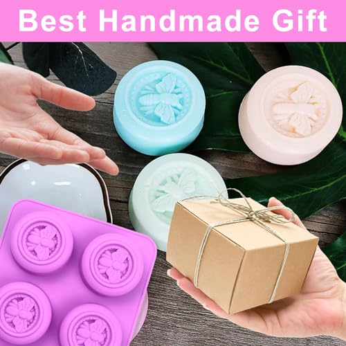 Soap Molds, Soap Molds for Soap Making, Perfect for Bee Soap Making, Honey Silicone Molds for Handmade Soap, Lotion Bars, Wax Melts, Beeswax （3 Pack - Bee） - color: 3 Pcs Bee - Circle