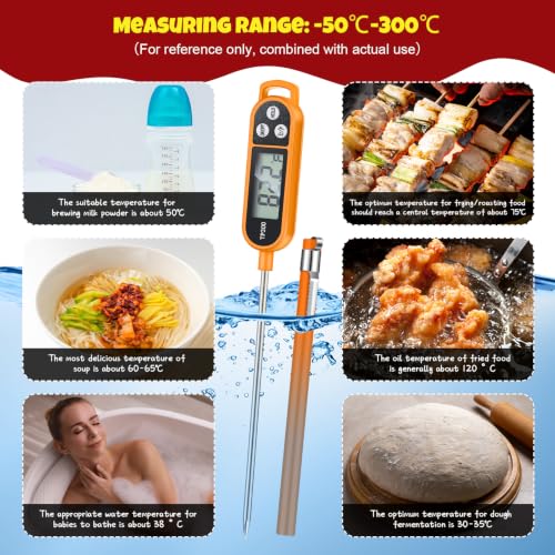 Copkim 6 Pcs Food Thermometer Instant Read Probe BBQ, Orange - color: Orange