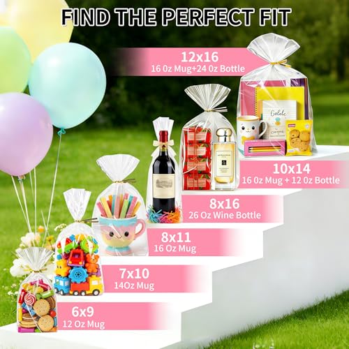 Large Clear Gift Bags 10x14 Inch, 100 Pack Gusseted Cellophane Bags - color: 10x14 Inch-100 Pcs