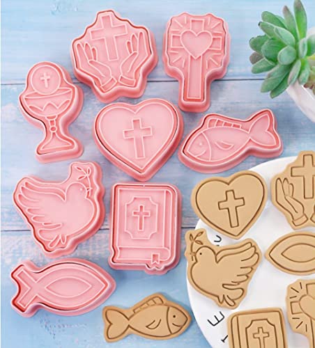 8 pcs Christian Bible Cookie Cutters,Cross Biscuit Cutter (Cross 1227A) - color: Cross 1227A