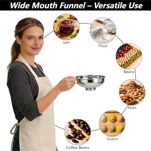 Stainless Steel Canning Funnel Set 2 Pack for Kitchen Use (Large Set)
