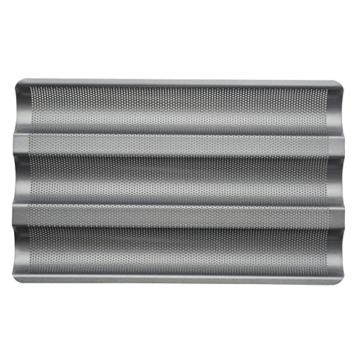 Anolon Advanced Nonstick Perforated Baguette Pan / Tray for Baking Bread - 3-Loaf, Graphite Gray