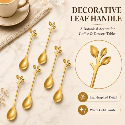 6-Piece Gold Coffee Spoons, 4.72-Inch Mini Espresso Spoons