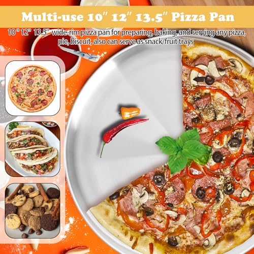 Pizza Pan for Oven, 3PCS Stainless Steel Pizza Pans(13.5 & 12 & 10 Inch) - size: 3-piece sets in 3 sizes