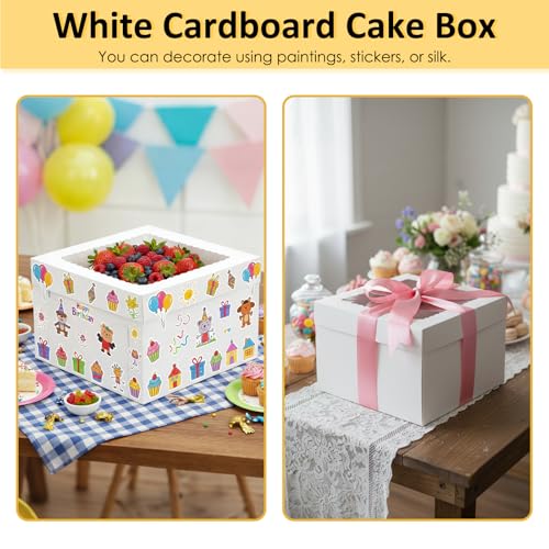 Moretoes 48pcs 12 Inch Cake Boxes with Cake Boards (24 Boxes & 24 Boards) - size: 48pcs-12*12*8in