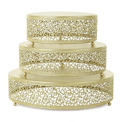 3Pcs Metal Food Risers, Buffet Table Display Stand - color: Gold, size: 3P-Round(8IN to 12 IN)