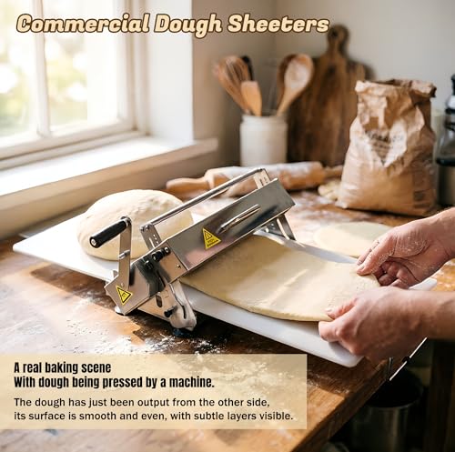 Commercial 110V Electric Dough Sheeter Machine, Reversible Puff Pastry Sheeter And Fondant Roller, Dough Roller, Adjustable Thickness 0-25mm, Folding Dough Sheeter For Bakeries, Pastries,（22.7"） - color: Large