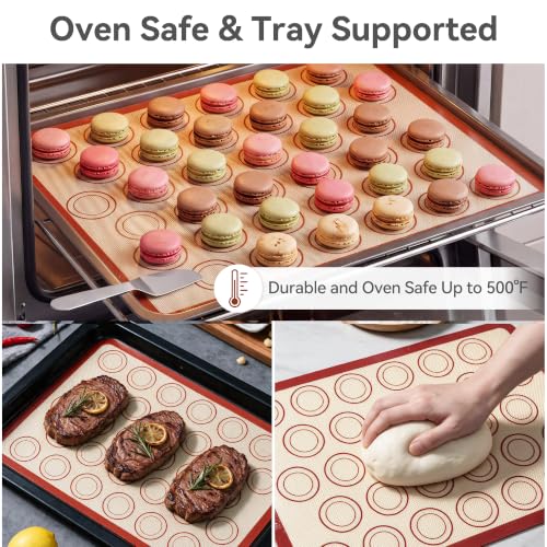USLAI Macaron Silicone Baking Mats,18 x 13 Inch, 2 Pack - size: 18"L x 13"W