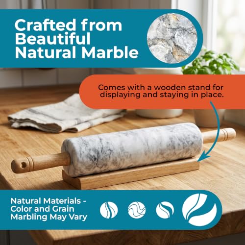 Farberware Dough Rolling Pin with Wooden Stand - Marble - color: Marble
