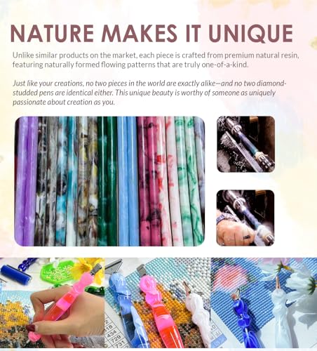 25PCS Purple&Blue Threaded Diamond Art Pens Tools, Upgraded Stainless Steel Tips Diamond Art Pen No Loosen - color: 25PCS(Set B)