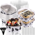 10oz Mini Cake Pans With Lids 50 Pack ,Mini Loaf Pans 4”x4” Cake Container - color: 10OZ-Cow Print