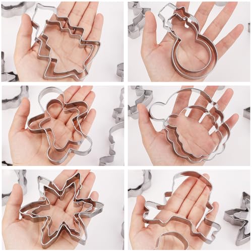 MrCookie 4" Large Christmas Cookie Cutters Set,Thickened Stainless Steel - color: Large Christmas A