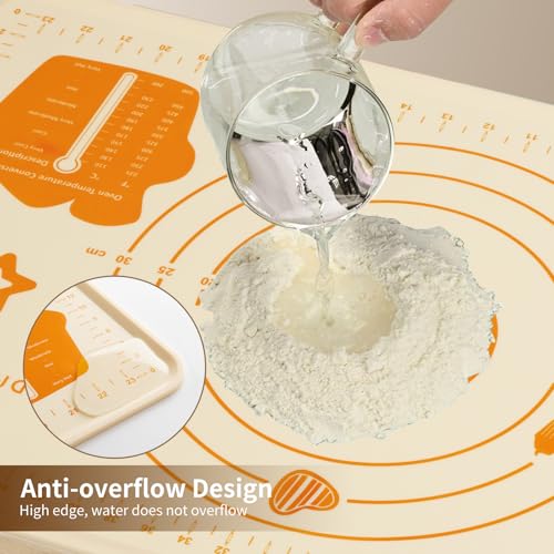 DANIA & DEAN 26"x16" 1.1mm Ultra-Thick Baking-Themed Silicone Pastry Mat - color: Creamy white, size: 26"L x 16"W